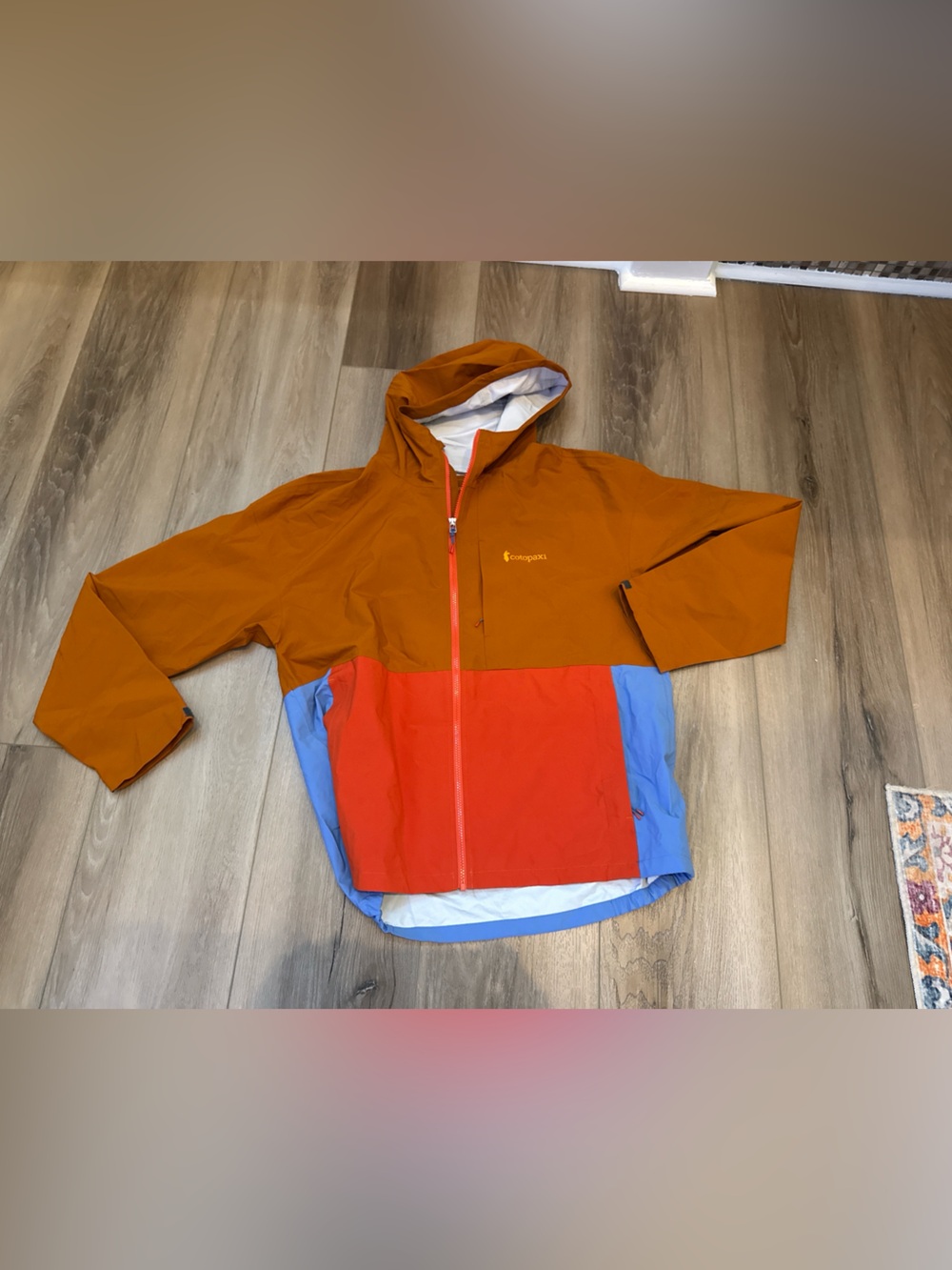 cotopaxi Colorblock Hooded Raincoat - Rust, Red, Light Blue